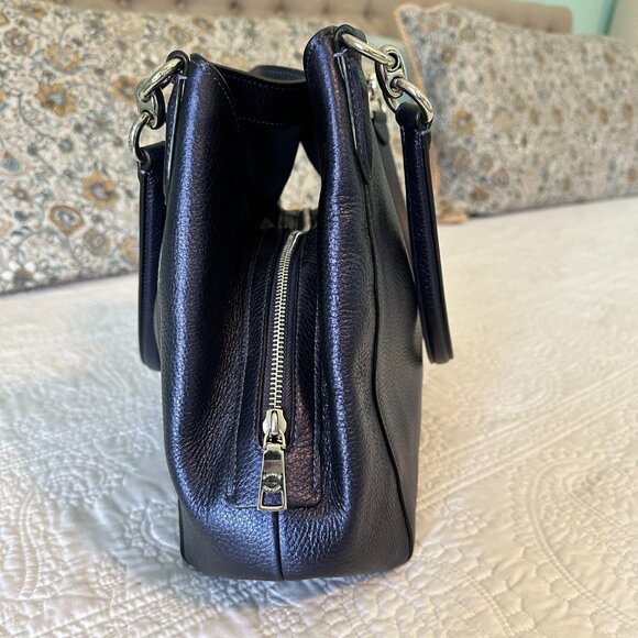 Coach Navy Hallie Leather Shoulder Bag - Picture 5 of 15